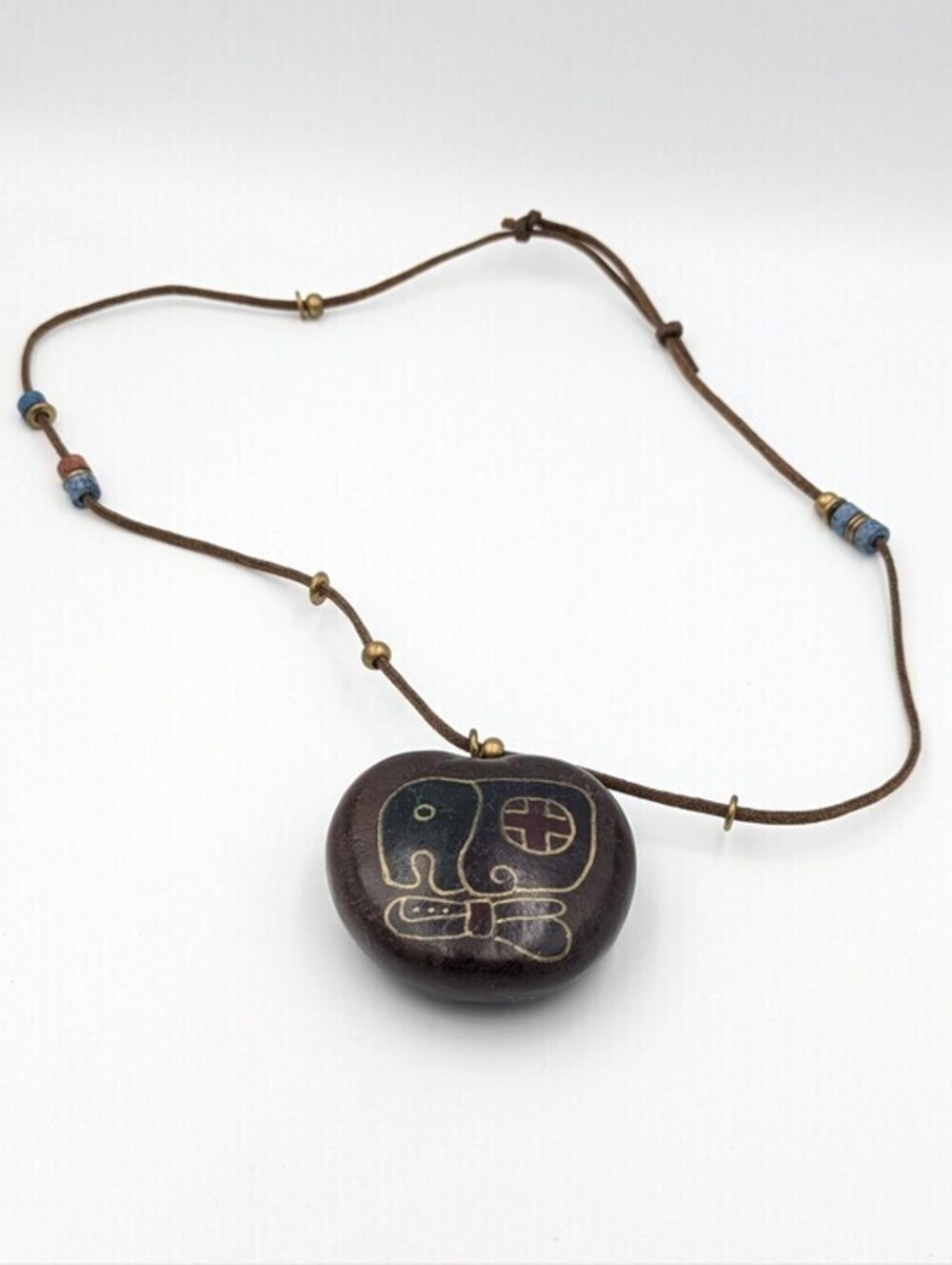Hand painted double sided chunky statement boho necklace